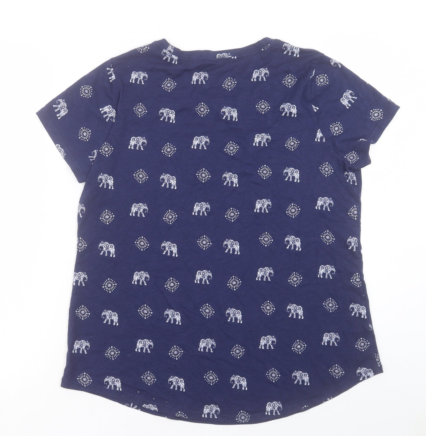 Sonoma Womens Blue Geometric Cotton Basic Tank Size L Round Neck - Elephant