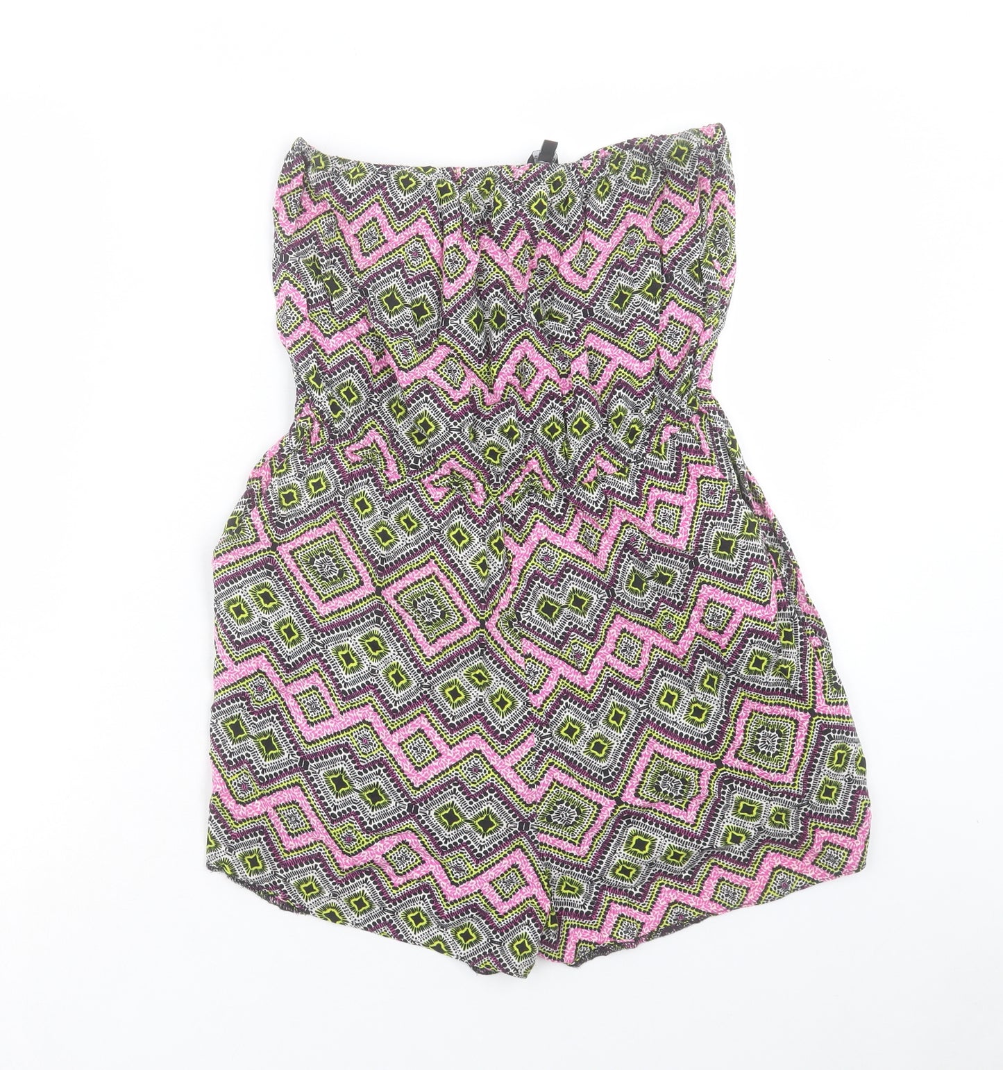 New Look Womens Multicoloured Geometric Viscose Playsuit One-Piece Size 12 Pullover - Bandeau