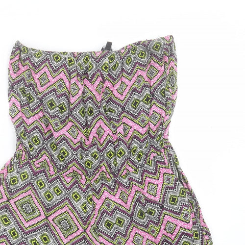 New Look Womens Multicoloured Geometric Viscose Playsuit One-Piece Size 12 Pullover - Bandeau