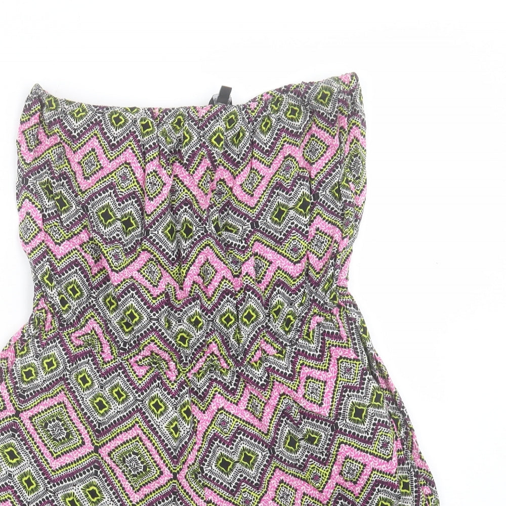 New Look Womens Multicoloured Geometric Viscose Playsuit One-Piece Size 12 Pullover - Bandeau