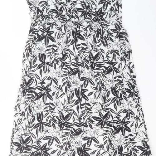 Primark Womens White Floral Cotton Slip Dress Size 20 Scoop Neck Pullover