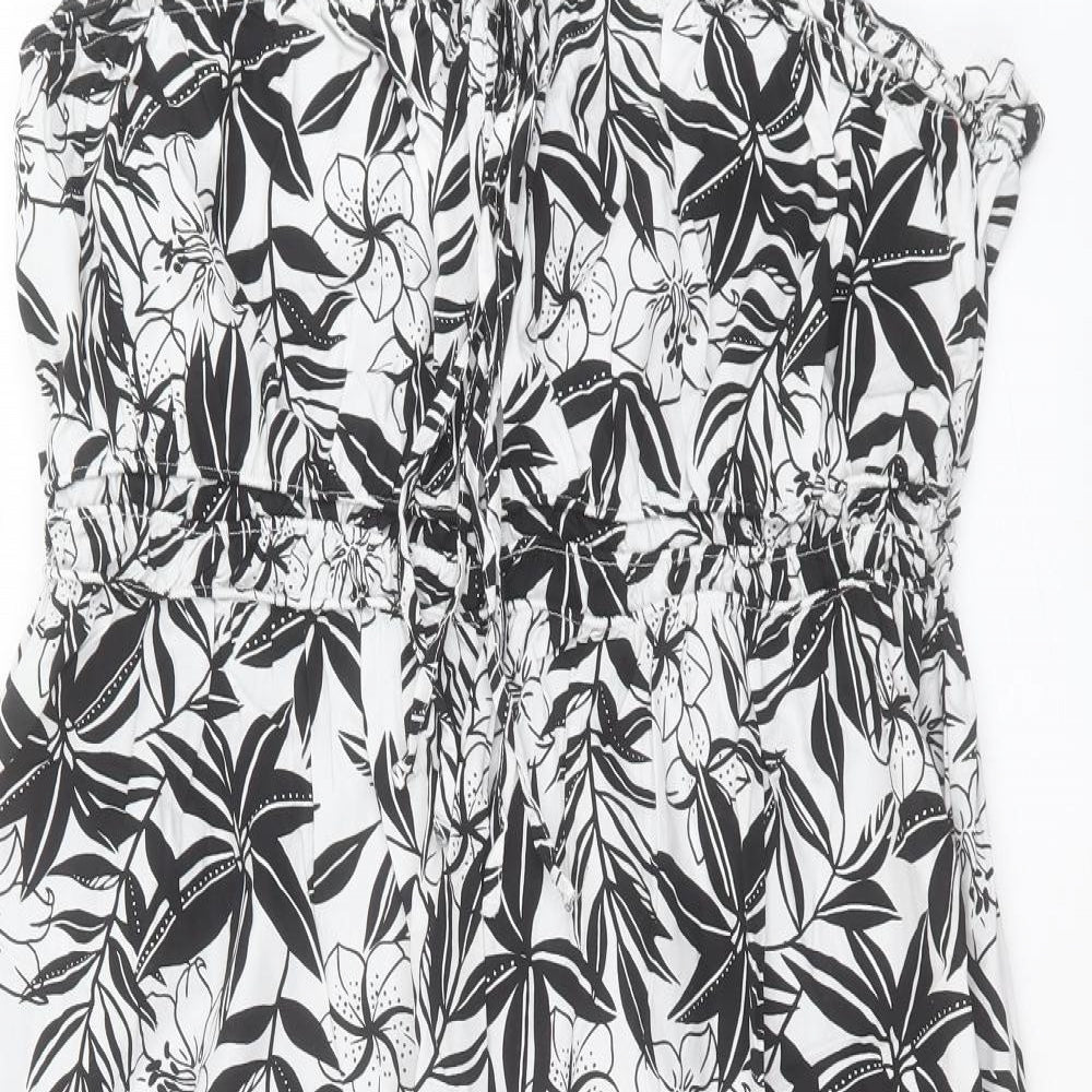 Primark Womens White Floral Cotton Slip Dress Size 20 Scoop Neck Pullover