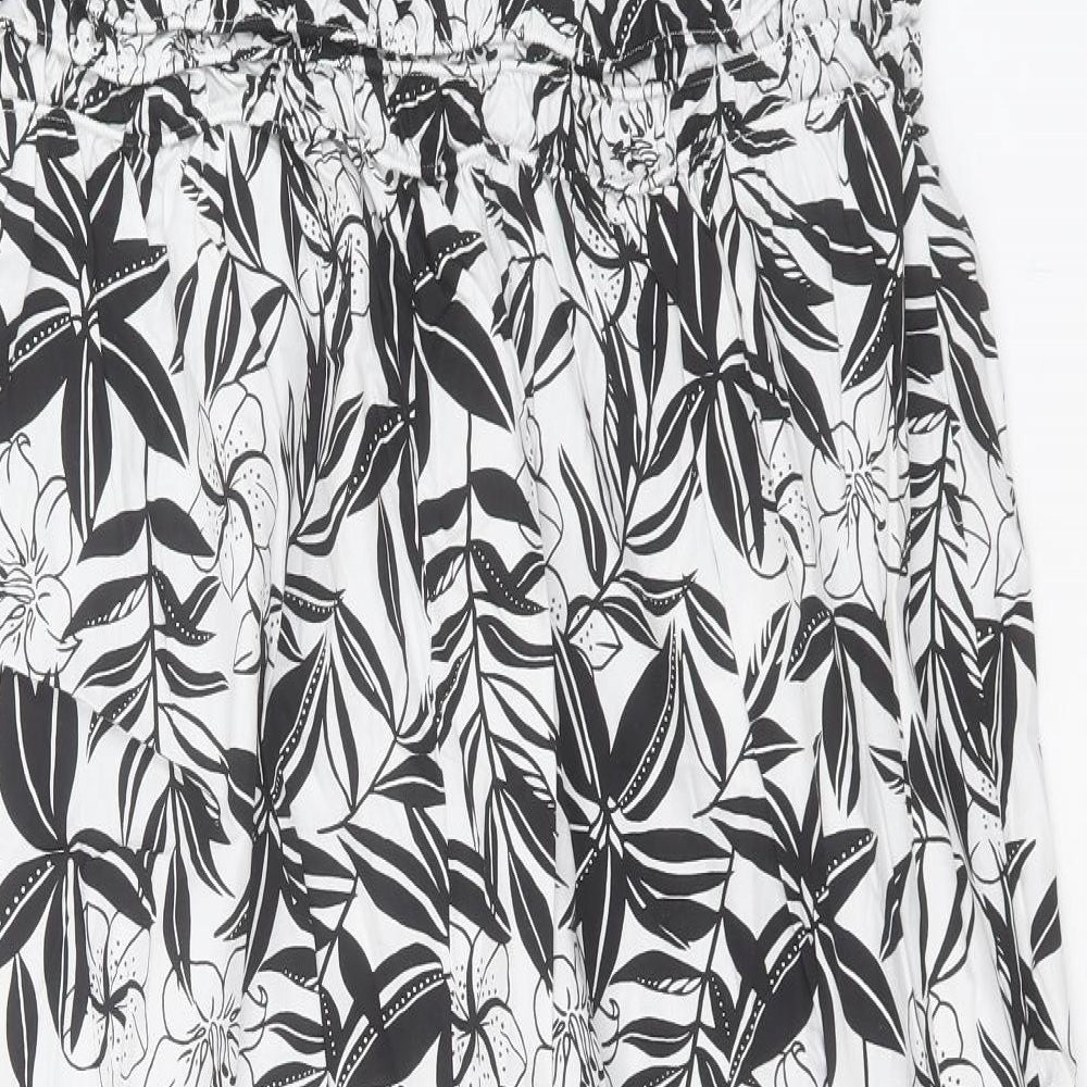 Primark Womens White Floral Cotton Slip Dress Size 20 Scoop Neck Pullover