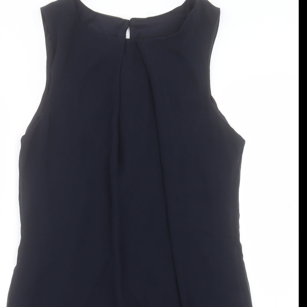 Atmosphere Womens Blue Polyester Shift Size 14 Boat Neck Button