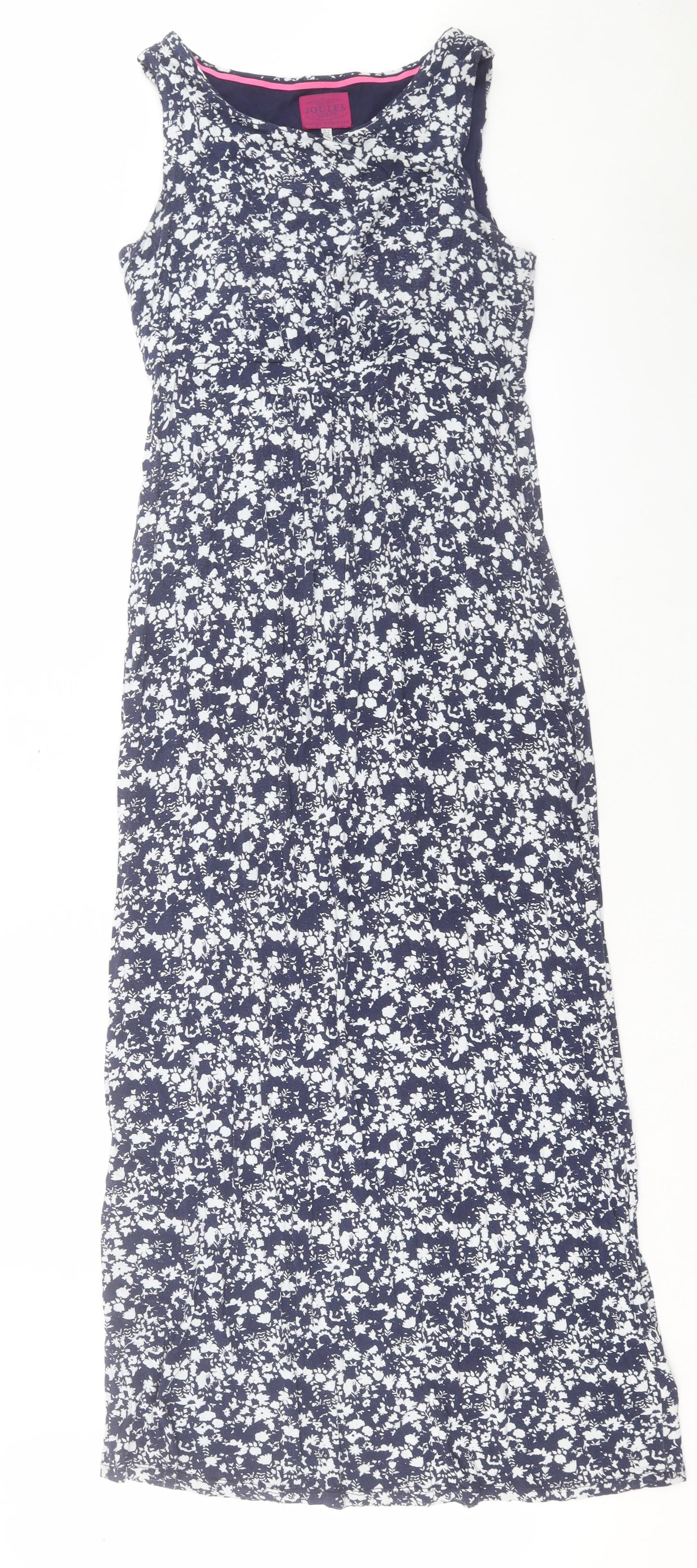 Joules Womens Blue Floral Viscose Maxi Size 12 Boat Neck Pullover