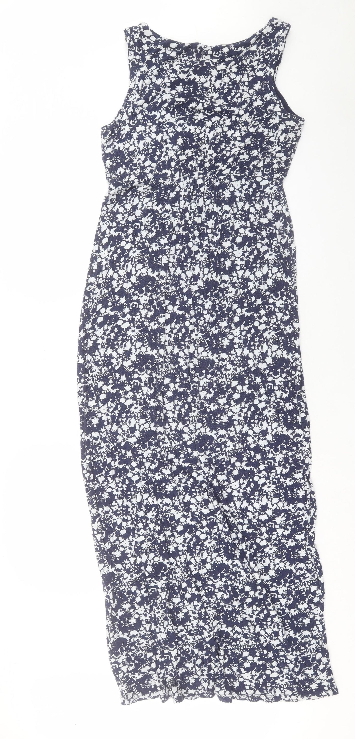 Joules Womens Blue Floral Viscose Maxi Size 12 Boat Neck Pullover