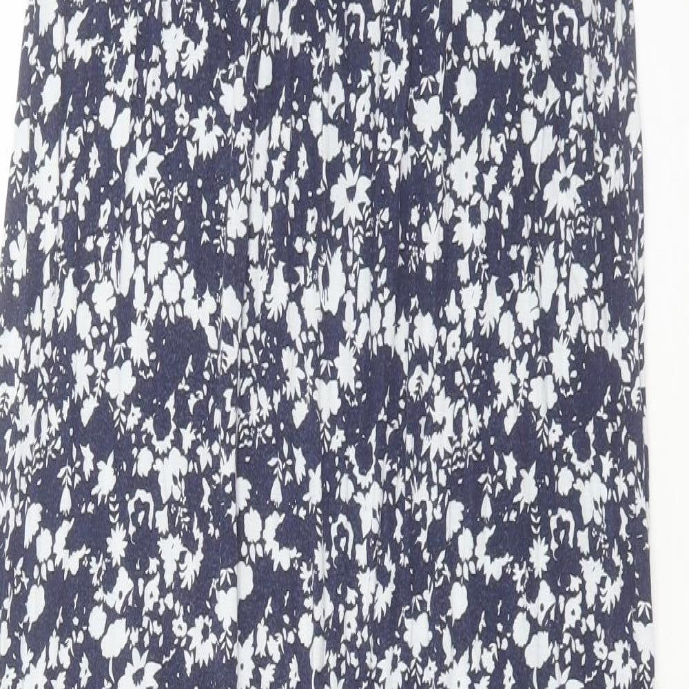 Joules Womens Blue Floral Viscose Maxi Size 12 Boat Neck Pullover
