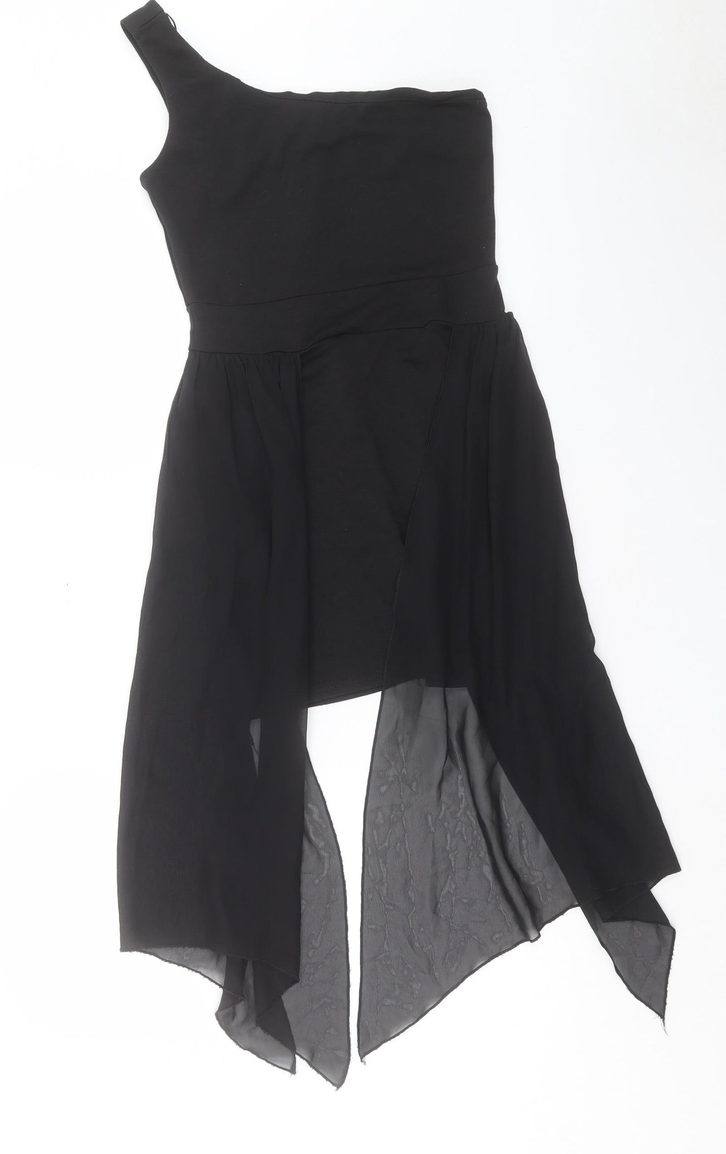 Ad Lib Womens Black Polyester Shift Size 10 One Shoulder Zip