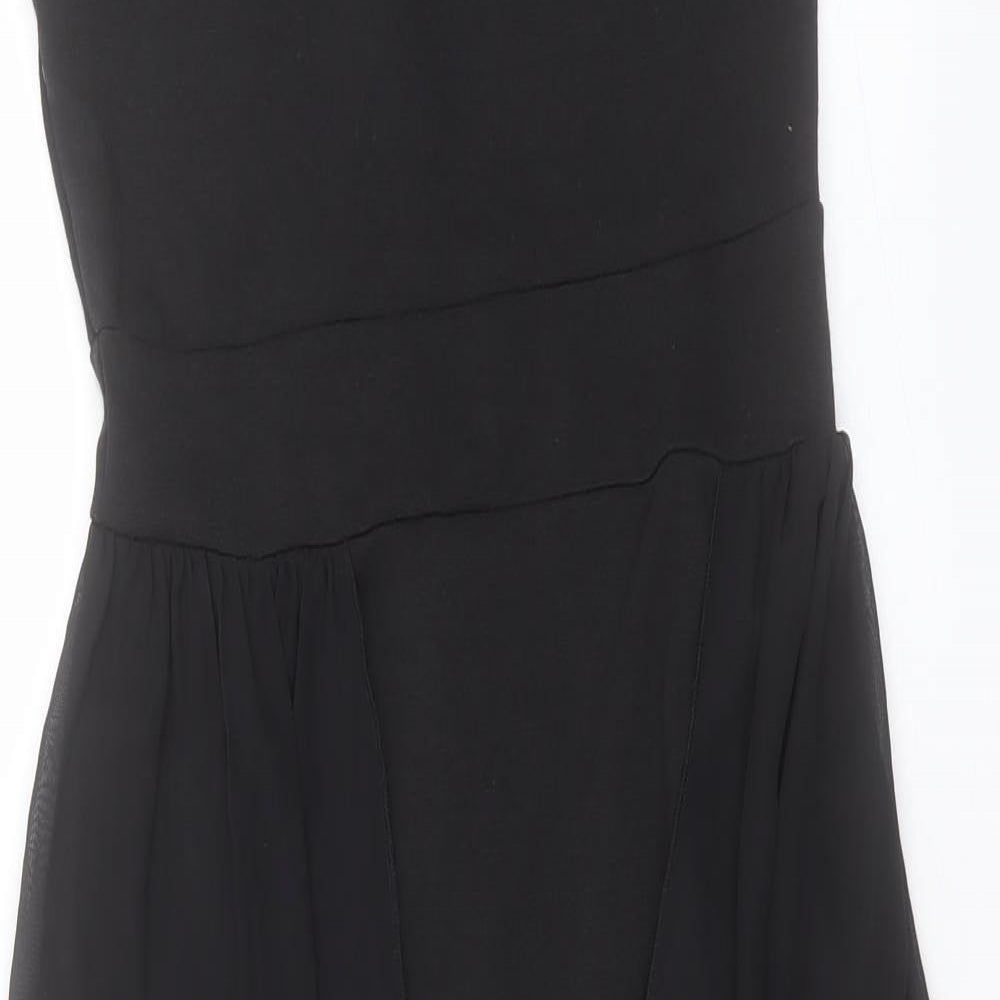 Ad Lib Womens Black Polyester Shift Size 10 One Shoulder Zip