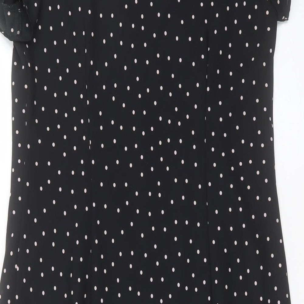 Jessica Howard Womens Black Polka Dot Polyester A-Line Size 14 V-Neck Pullover
