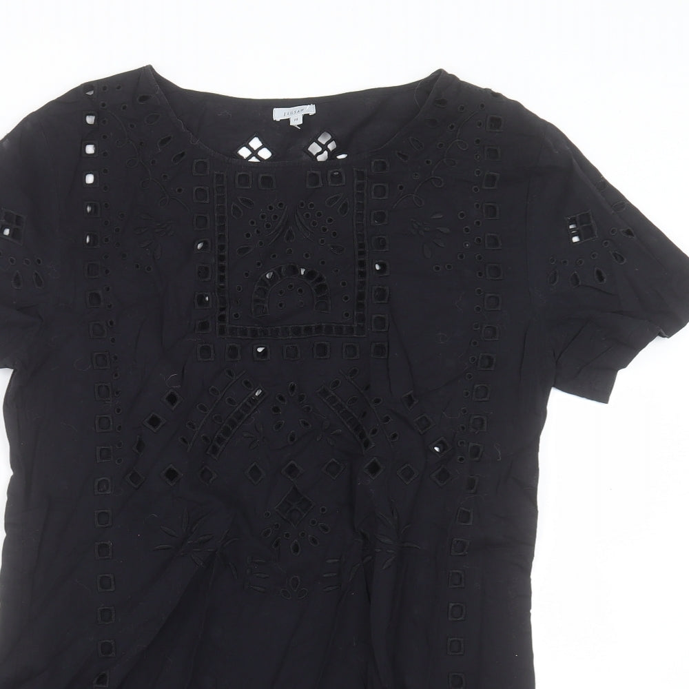 Jigsaw Womens Black Geometric Polyester A-Line Size M Round Neck Pullover