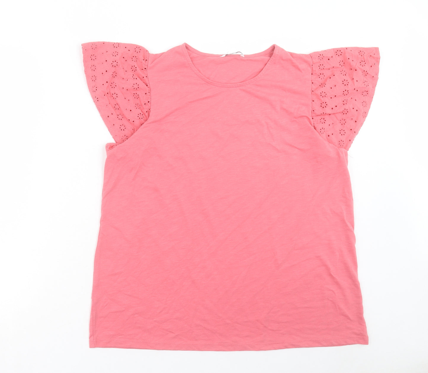 pep&co Womens Pink Cotton Basic Blouse Size 18 Crew Neck