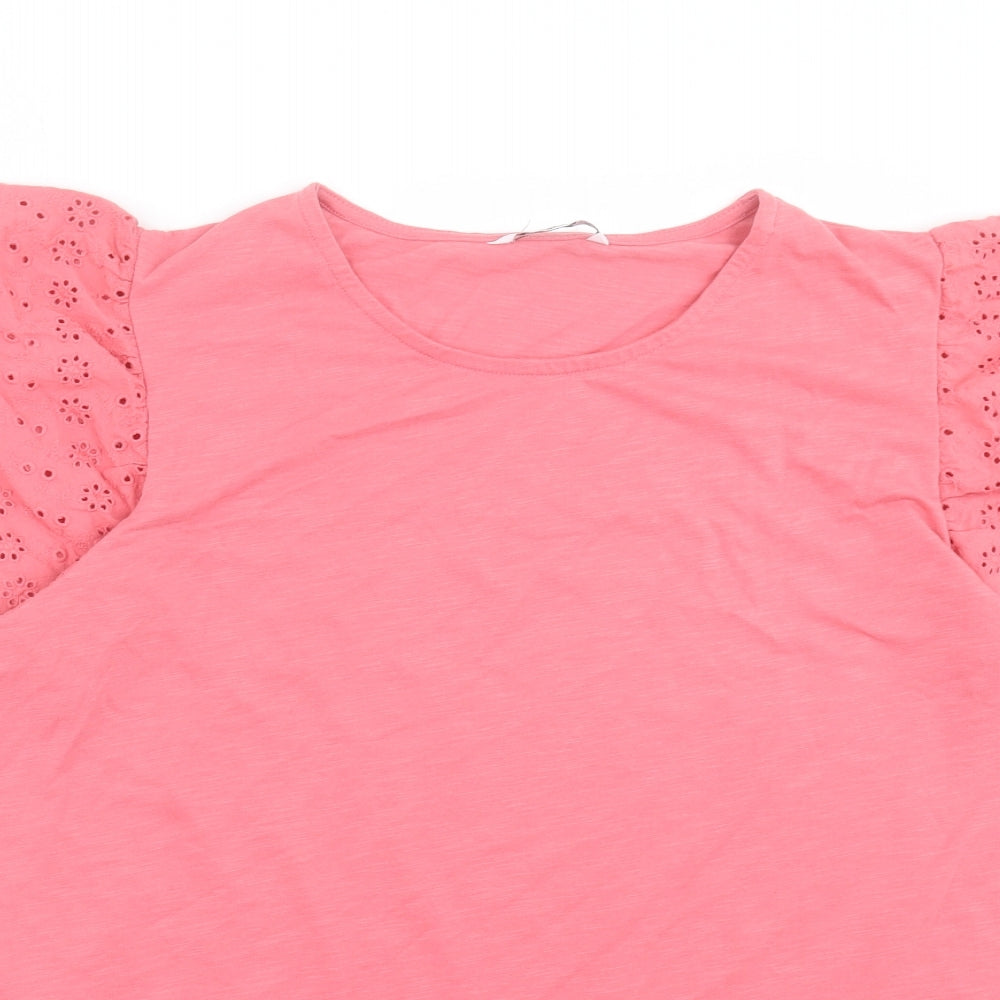 pep&co Womens Pink Cotton Basic Blouse Size 18 Crew Neck