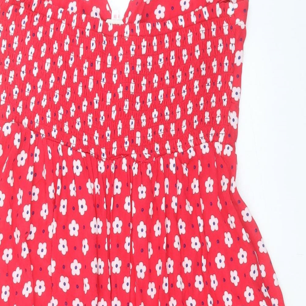 Floozie Womens Red Floral Viscose Fit & Flare Size M Halter Tie
