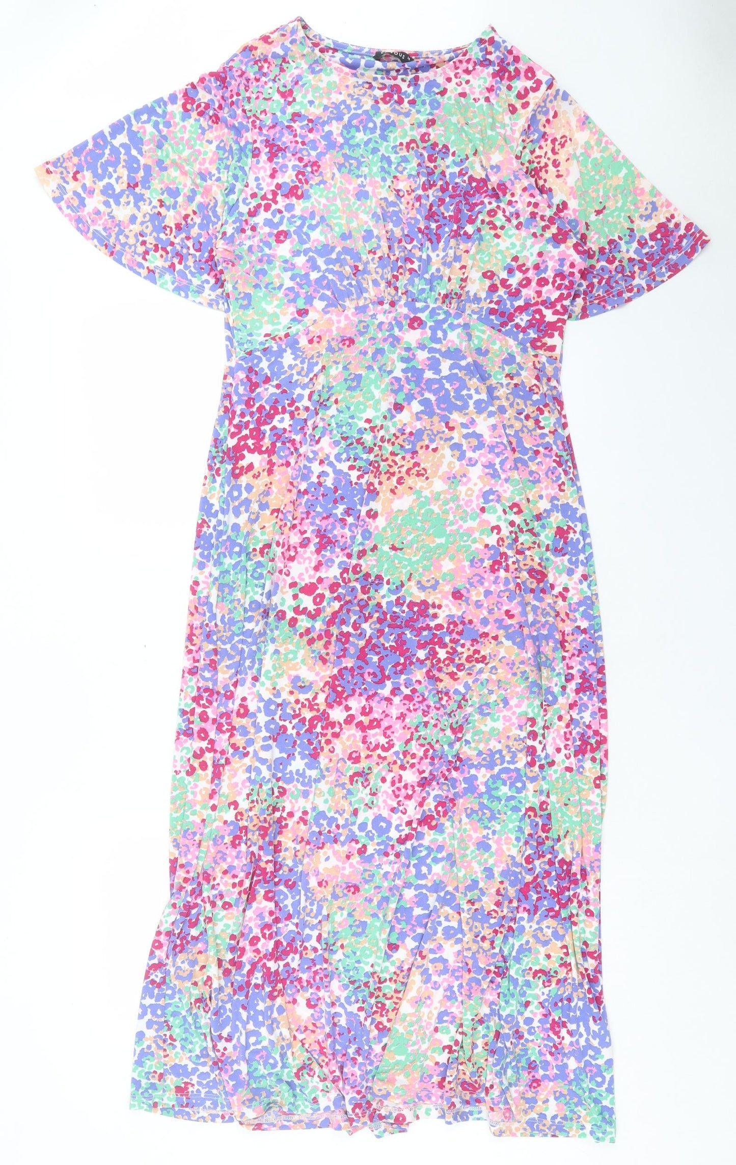 Et Vous Womens Multicoloured Animal Print Polyester A-Line Size 14 Round Neck Pullover - Leopard Print
