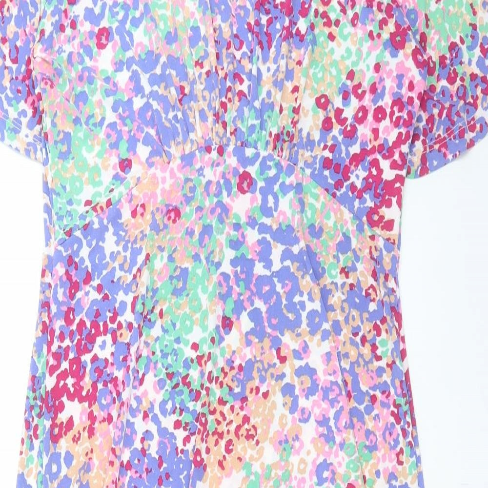 Et Vous Womens Multicoloured Animal Print Polyester A-Line Size 14 Round Neck Pullover - Leopard Print