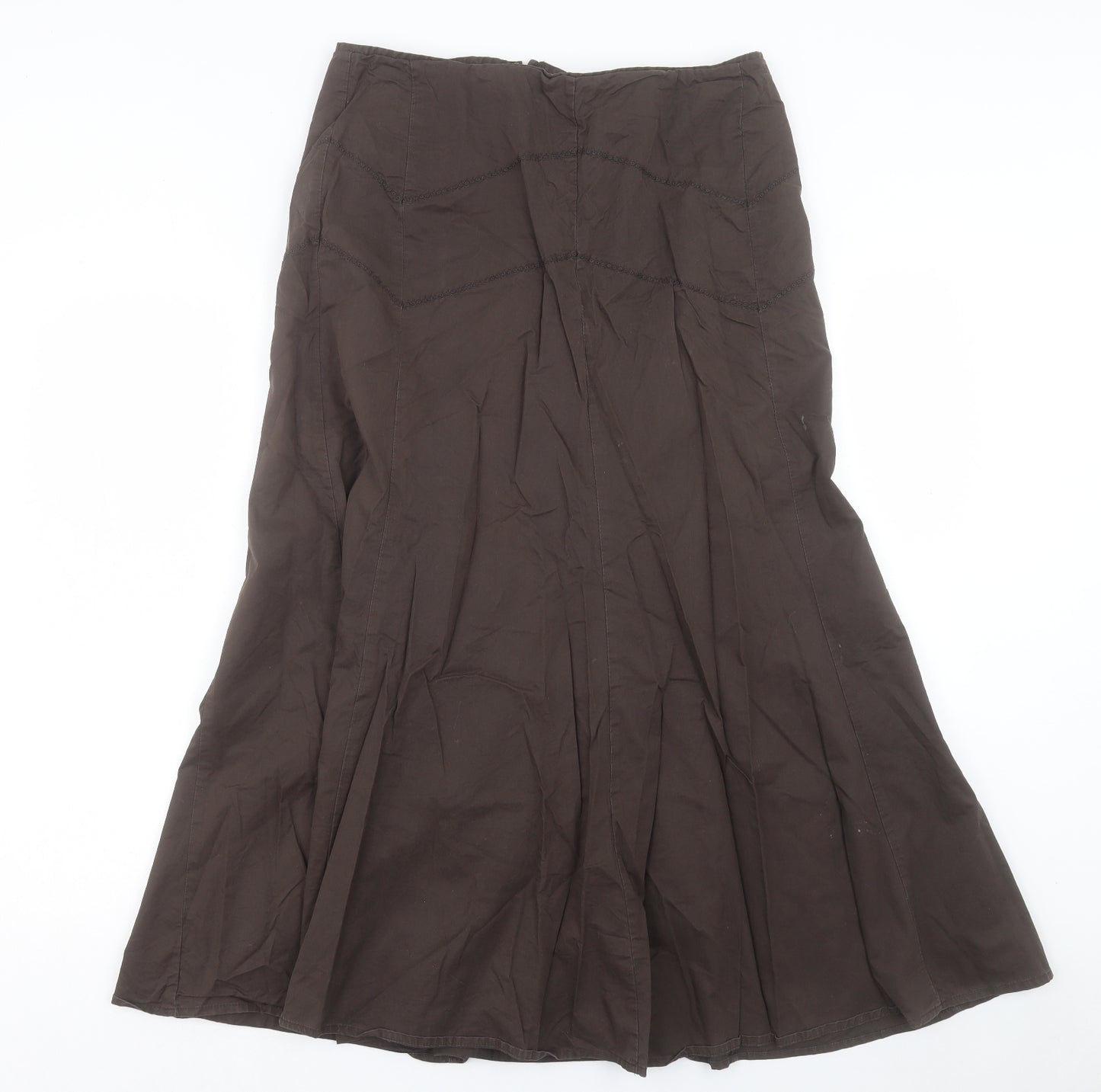 Fat Face Womens Brown Cotton Flare Skirt Size 12 Zip