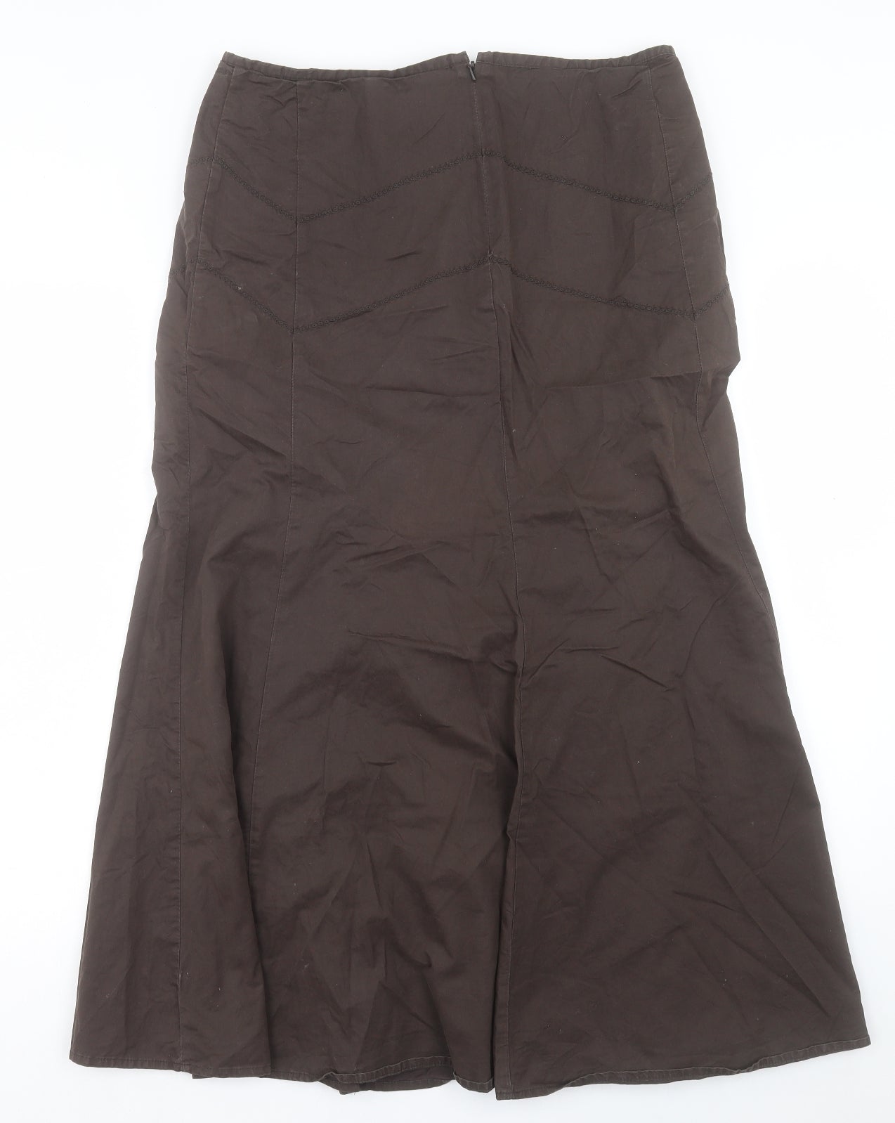 Fat Face Womens Brown Cotton Flare Skirt Size 12 Zip