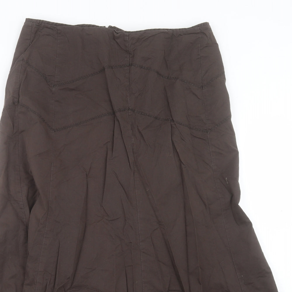 Fat Face Womens Brown Cotton Flare Skirt Size 12 Zip