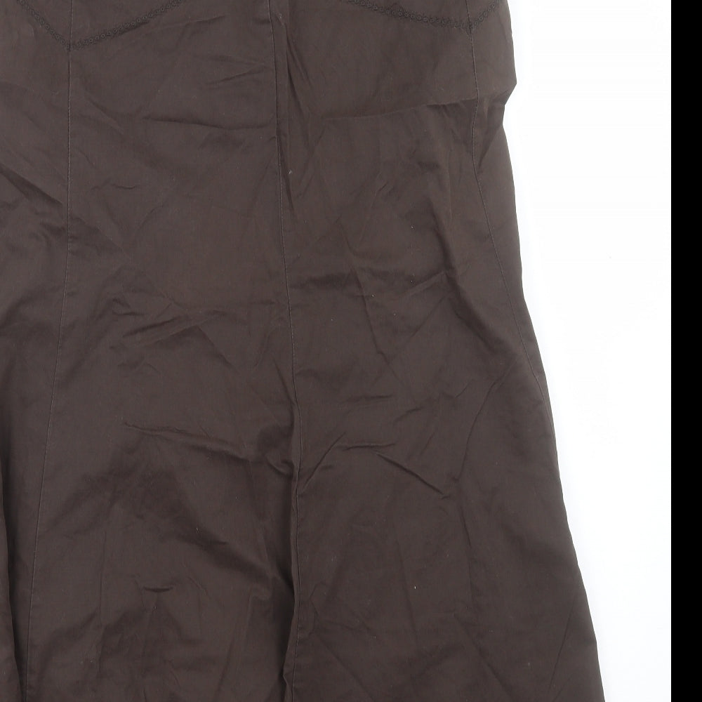Fat Face Womens Brown Cotton Flare Skirt Size 12 Zip
