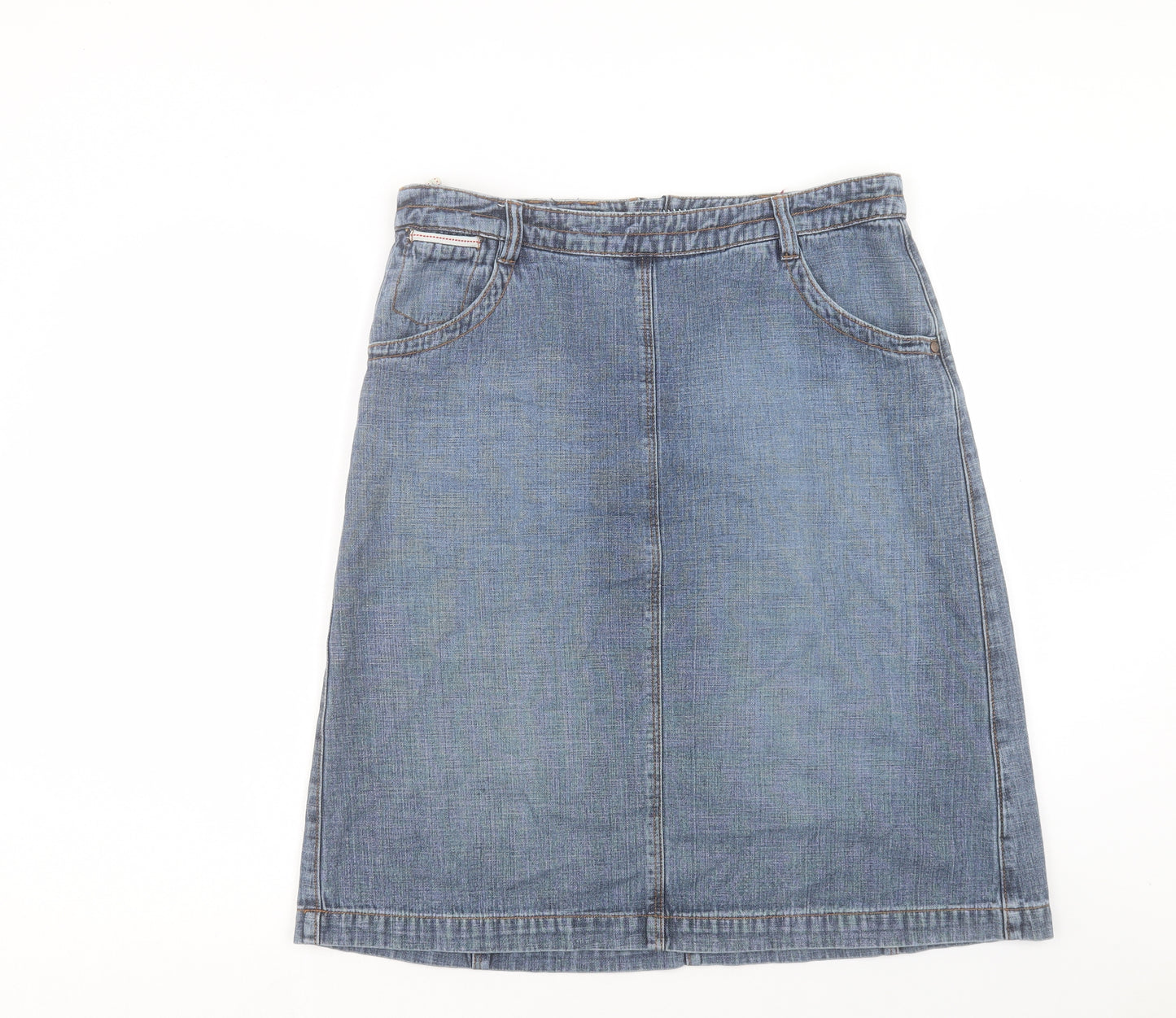 Denim Troupe Womens Blue Cotton A-Line Skirt Size 14 Zip