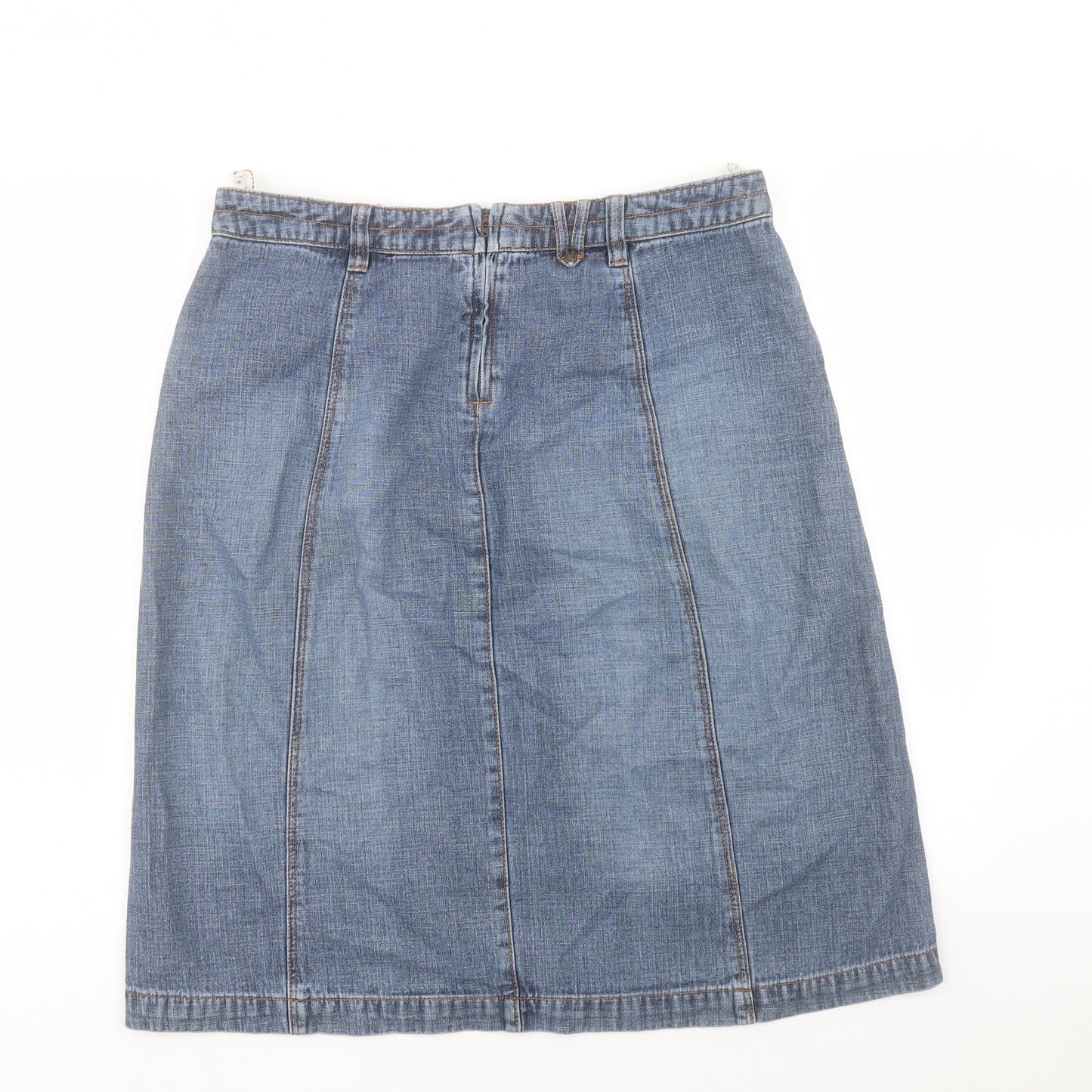 Denim Troupe Womens Blue Cotton A-Line Skirt Size 14 Zip