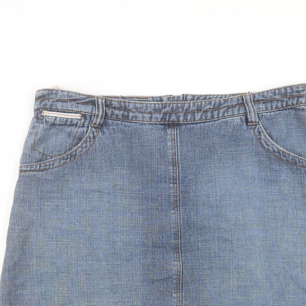 Denim Troupe Womens Blue Cotton A-Line Skirt Size 14 Zip