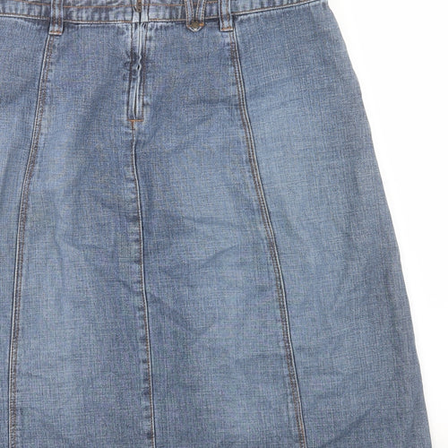 Denim Troupe Womens Blue Cotton A-Line Skirt Size 14 Zip