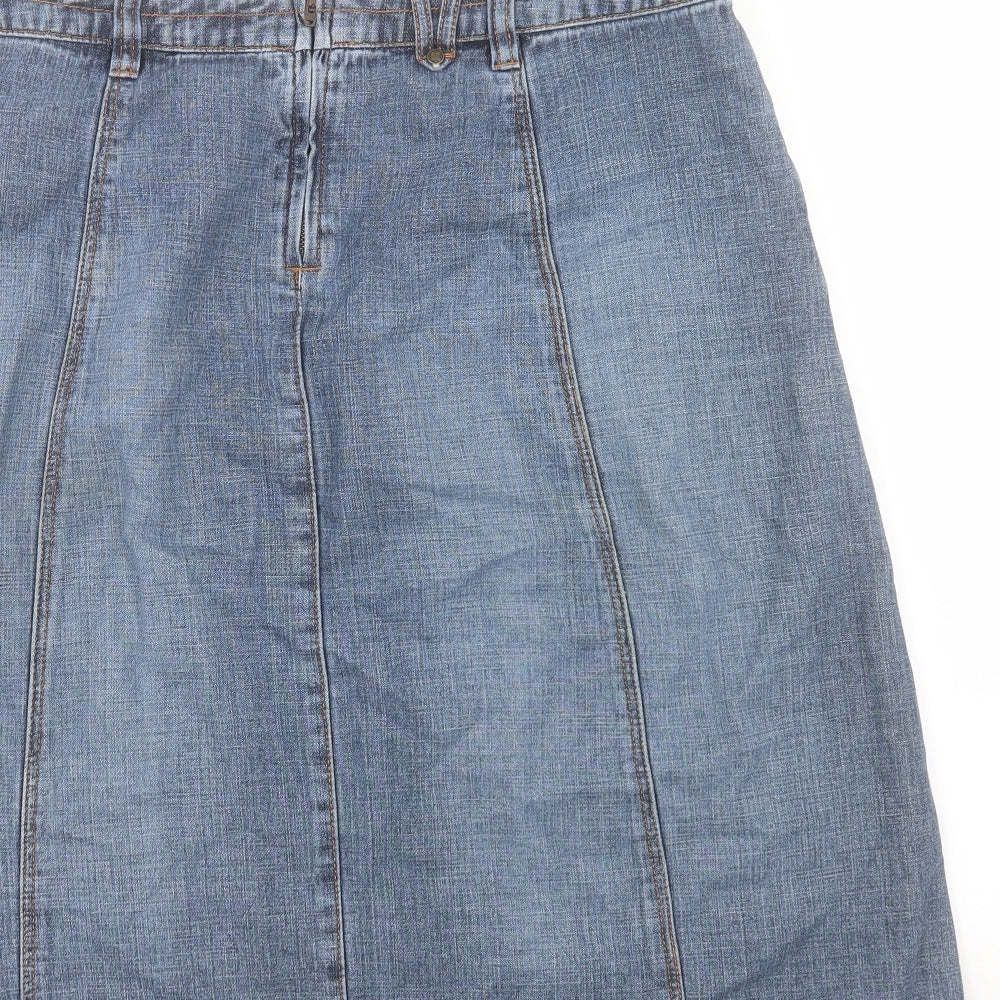 Denim Troupe Womens Blue Cotton A-Line Skirt Size 14 Zip