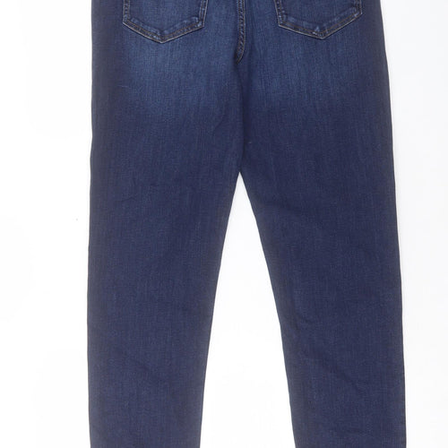 Marks and Spencer Womens Blue Cotton Straight Jeans Size 12 L29 in Regular Button