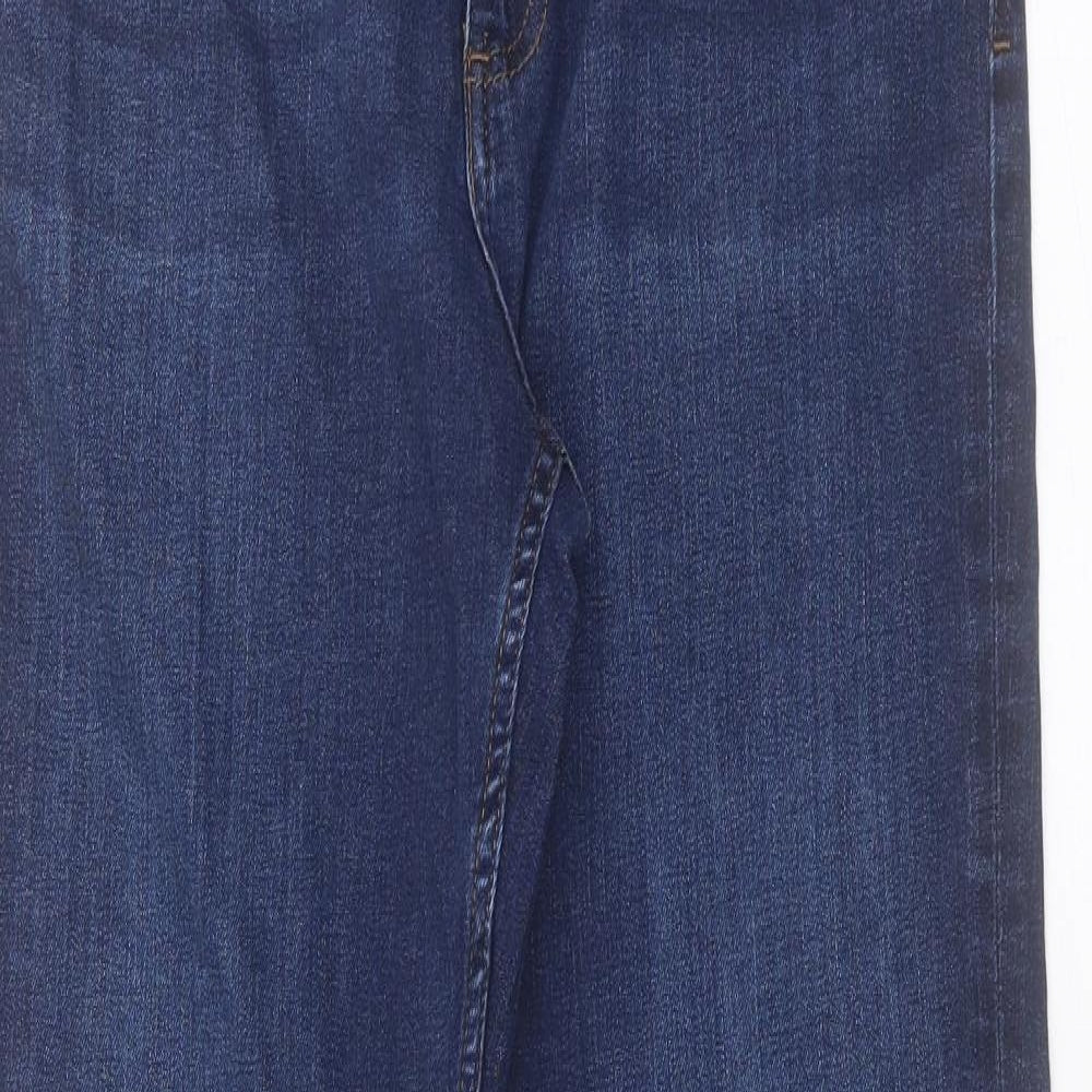 Marks and Spencer Womens Blue Cotton Straight Jeans Size 12 L29 in Regular Button