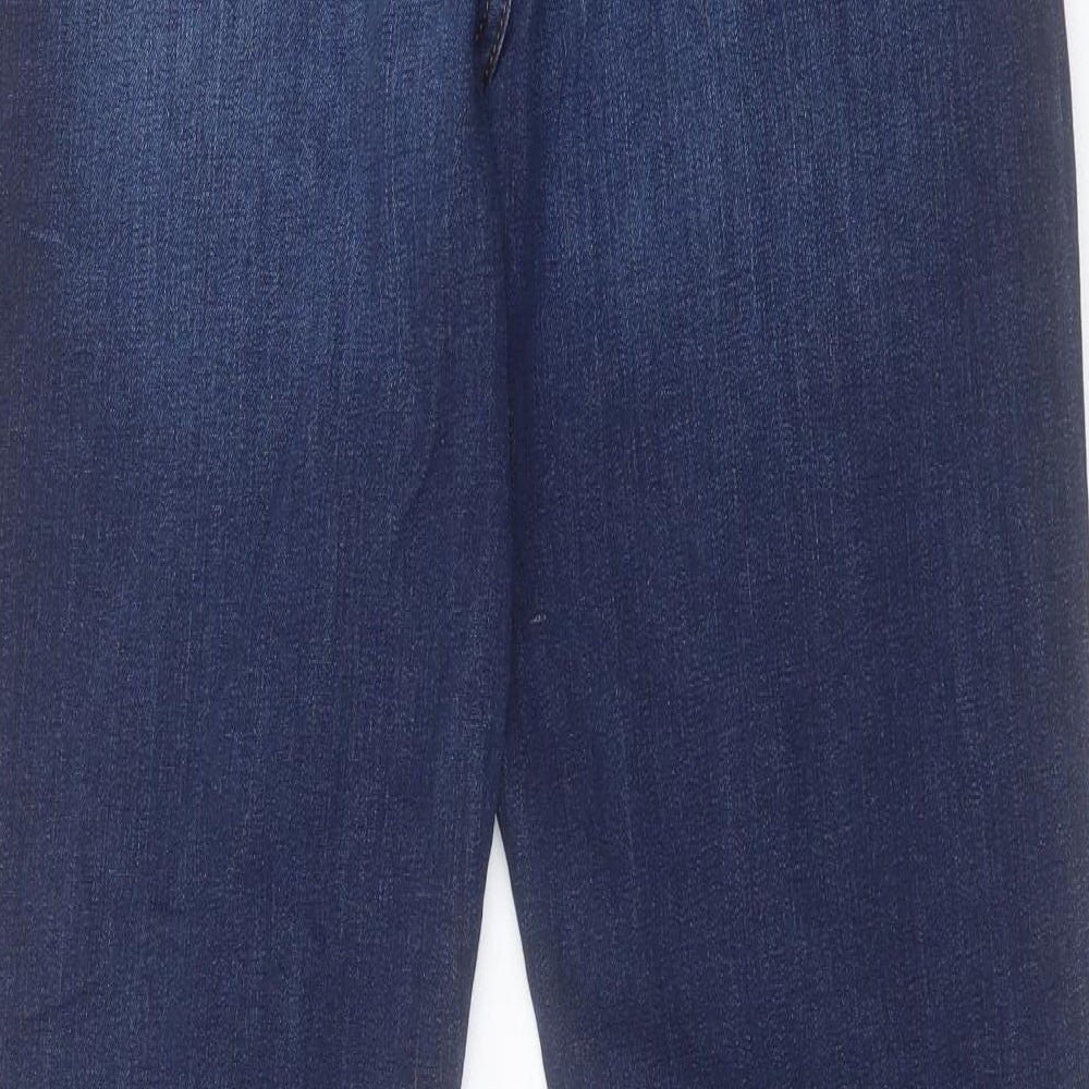 Marks and Spencer Womens Blue Cotton Straight Jeans Size 12 L29 in Regular Button