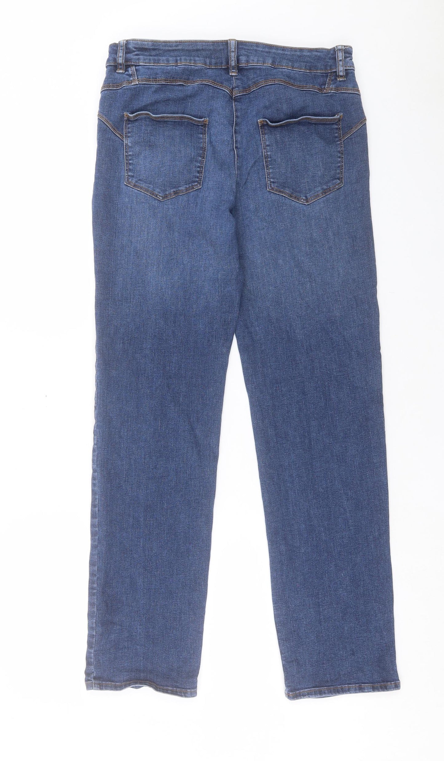 Marks and Spencer Womens Blue Cotton Straight Jeans Size 12 L30 in Regular Button