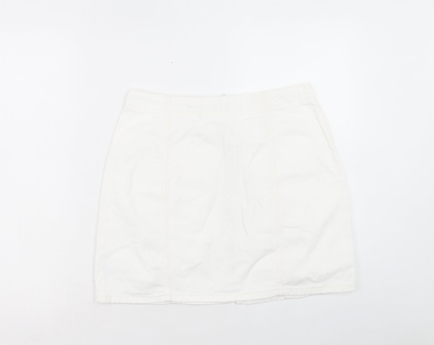 Topshop Womens White Cotton Cargo Skirt Size 12 Zip