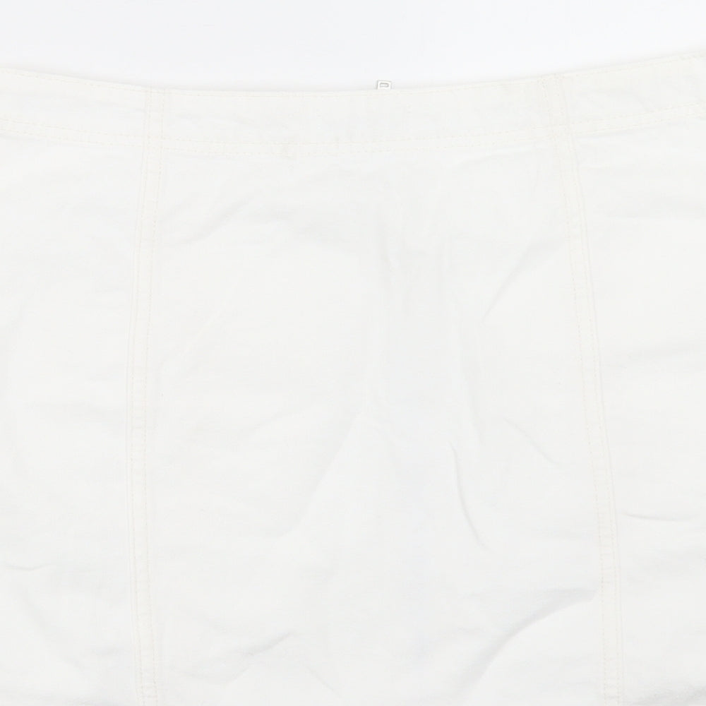Topshop Womens White Cotton Cargo Skirt Size 12 Zip