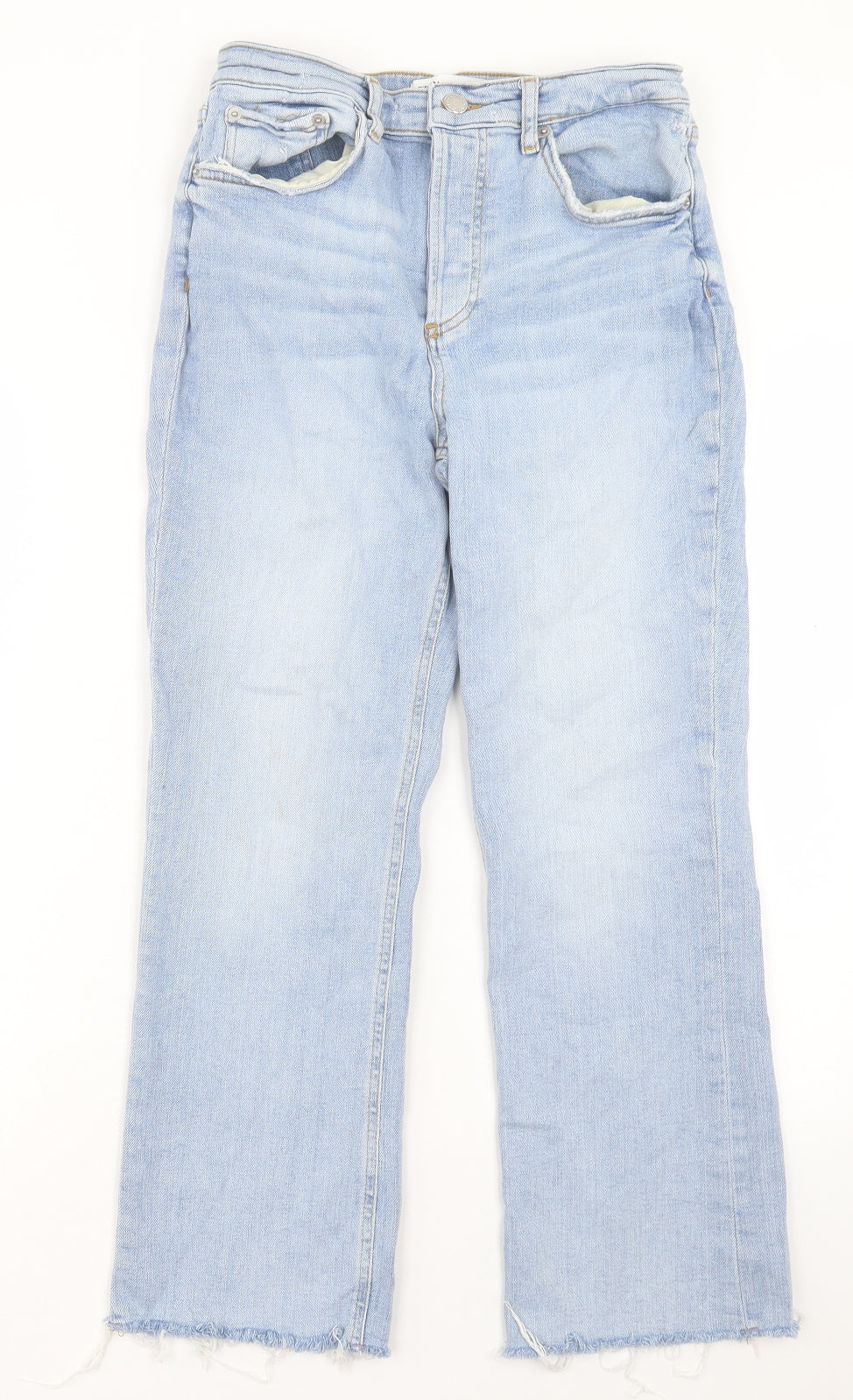 Zara Womens Blue Cotton Mom Jeans Size 10 L25 in Regular Buckle