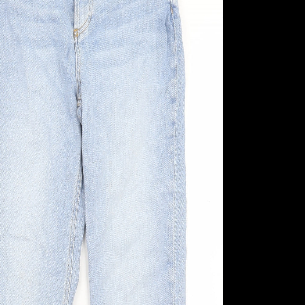 Zara Womens Blue Cotton Mom Jeans Size 10 L25 in Regular Buckle