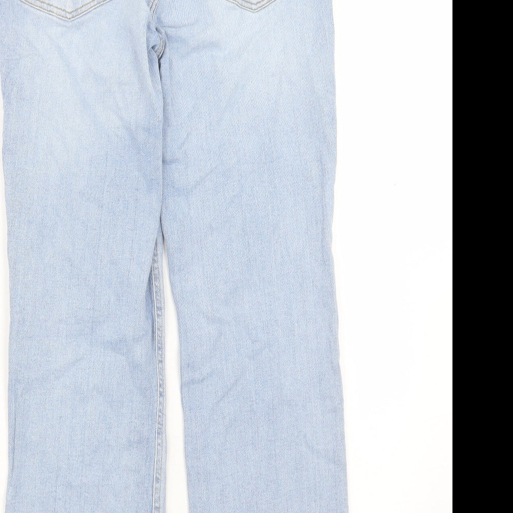Zara Womens Blue Cotton Mom Jeans Size 10 L25 in Regular Buckle