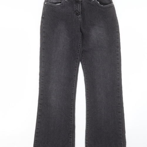 George Womens Black Cotton Wide-Leg Jeans Size 10 L28 in Regular Button