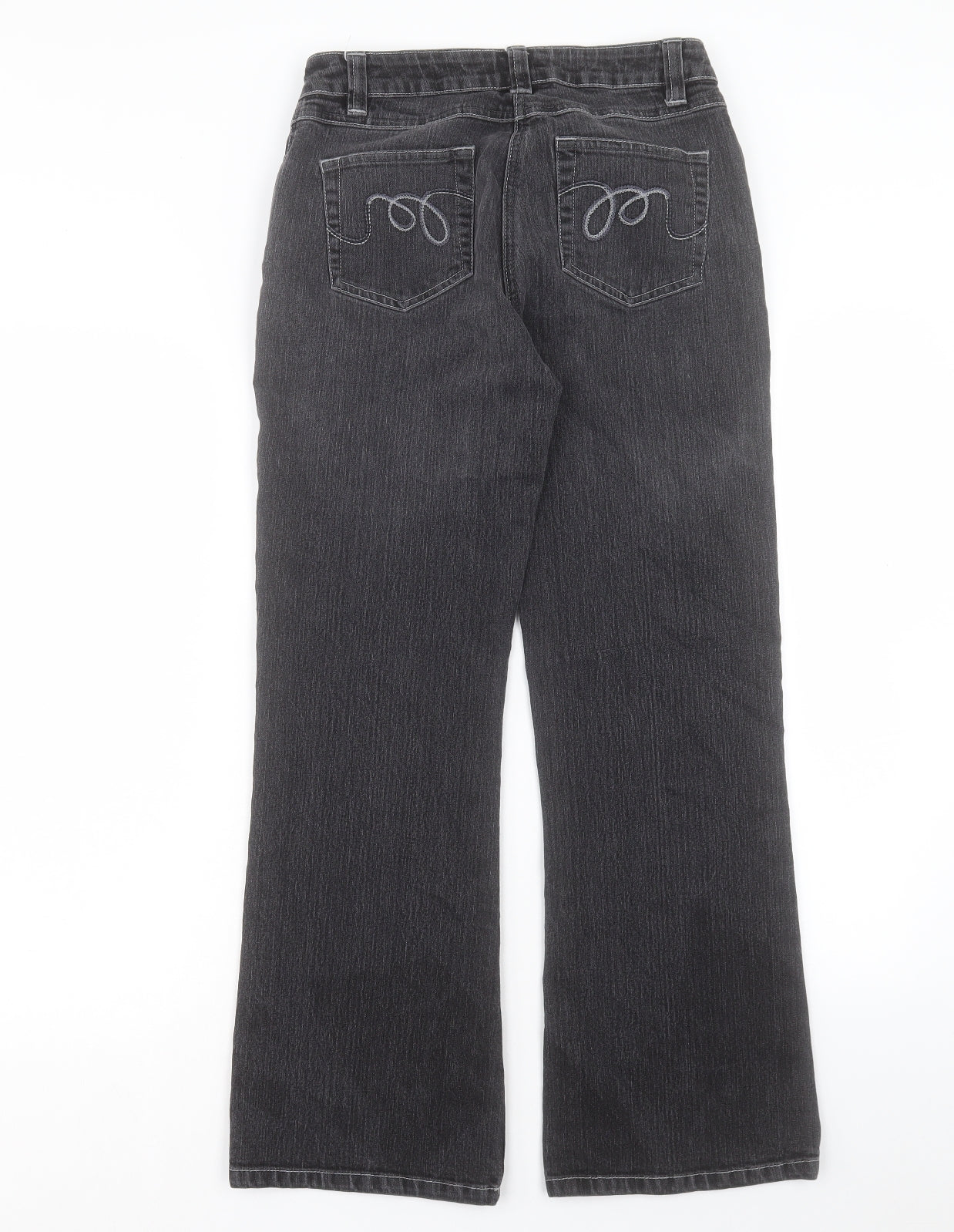 George Womens Black Cotton Wide-Leg Jeans Size 10 L28 in Regular Button