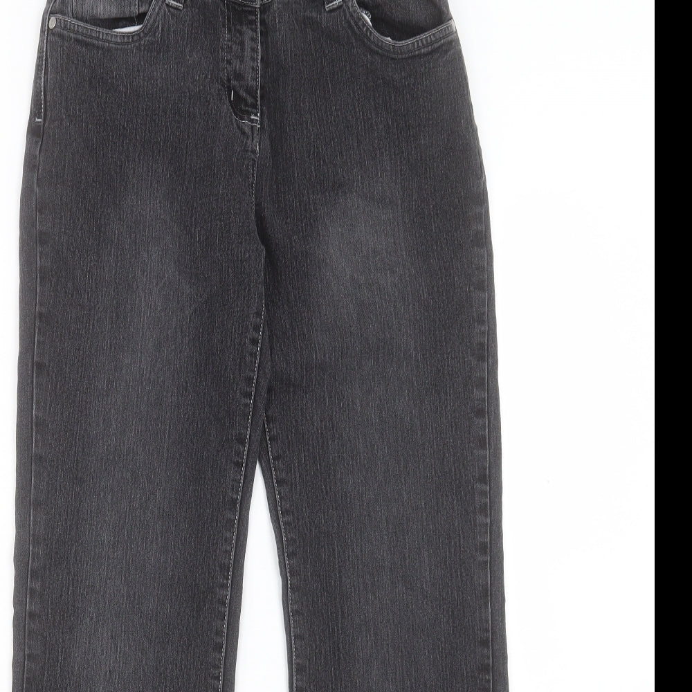 George Womens Black Cotton Wide-Leg Jeans Size 10 L28 in Regular Button