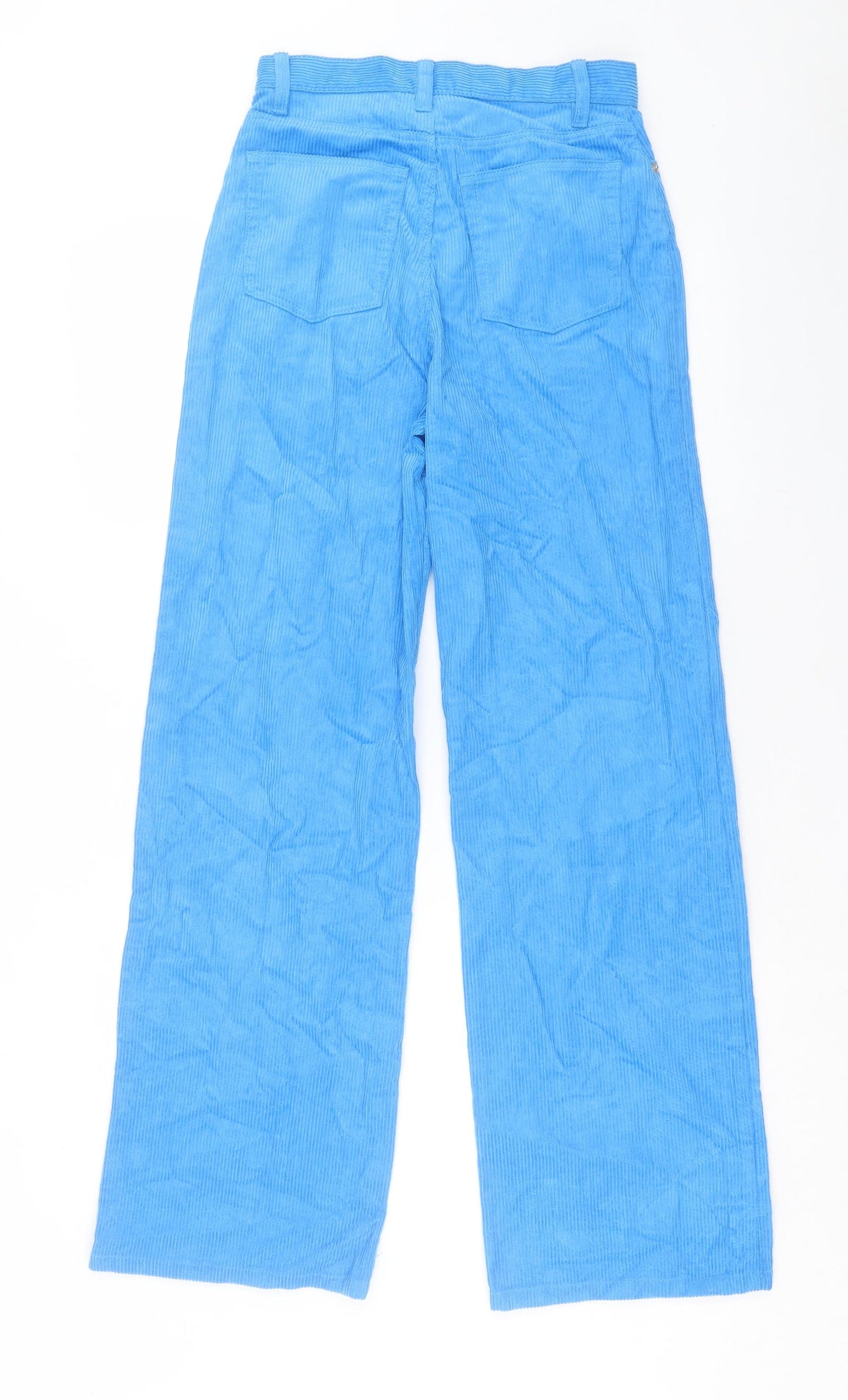 Monki Womens Blue Cotton Trousers Size 6 L30 in Regular Button