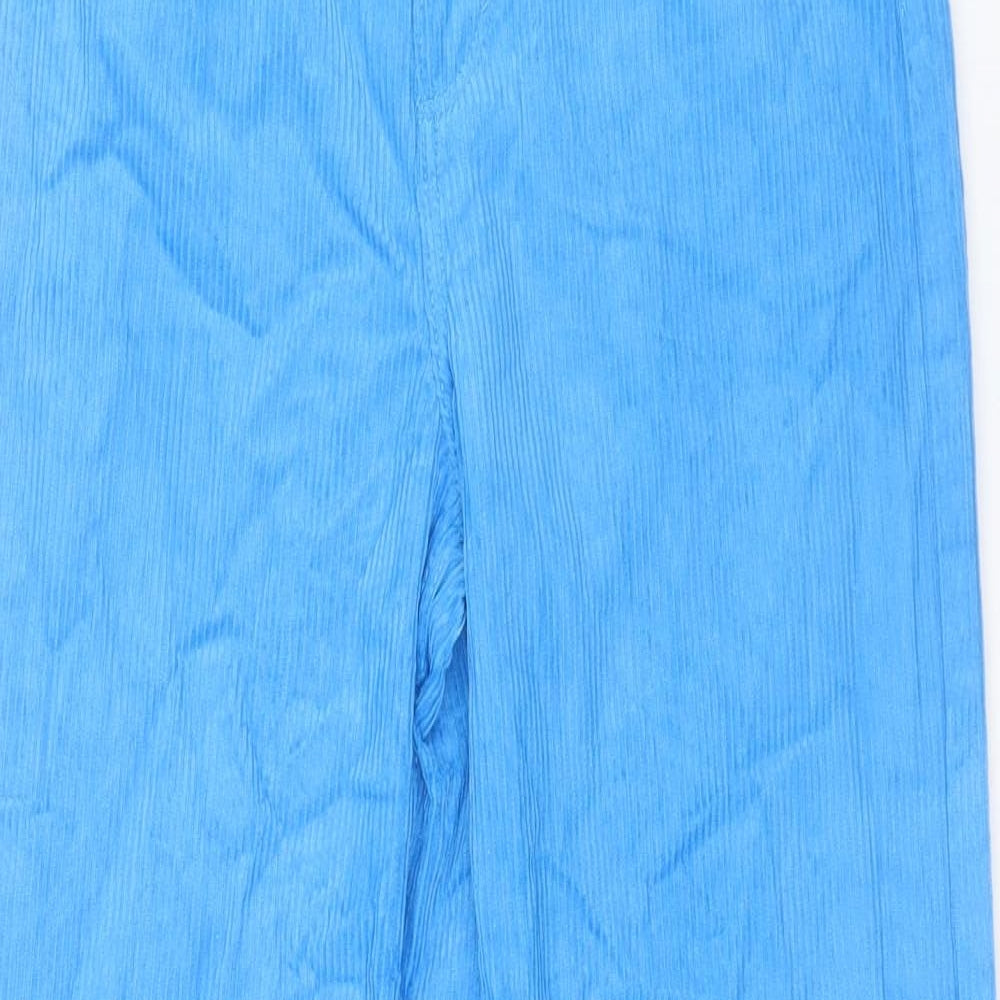 Monki Womens Blue Cotton Trousers Size 6 L30 in Regular Button