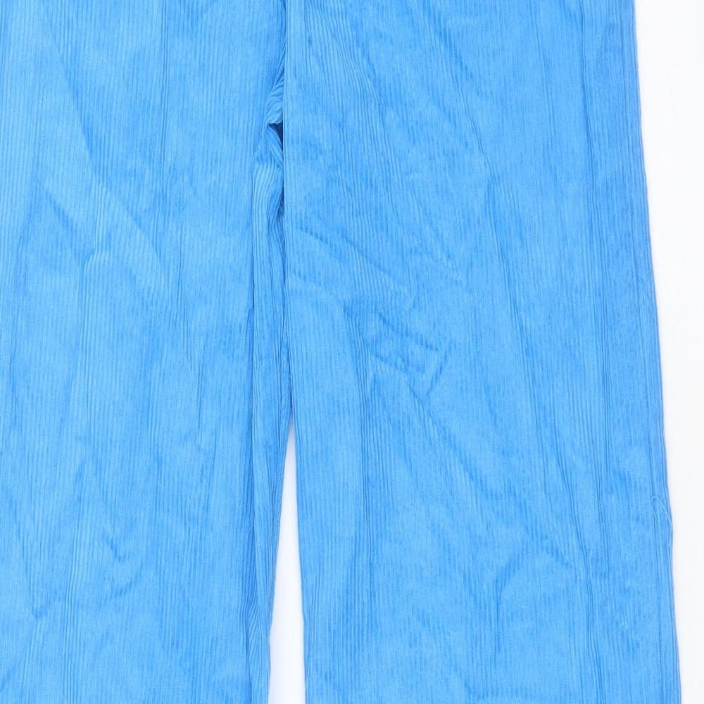 Monki Womens Blue Cotton Trousers Size 6 L30 in Regular Button