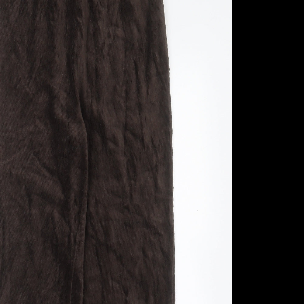 Zara Womens Brown Cotton Trousers Size S L26 in Regular