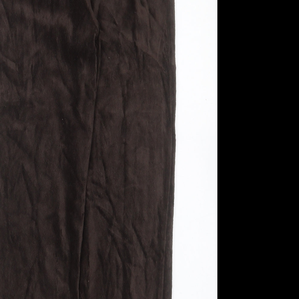 Zara Womens Brown Cotton Trousers Size S L26 in Regular