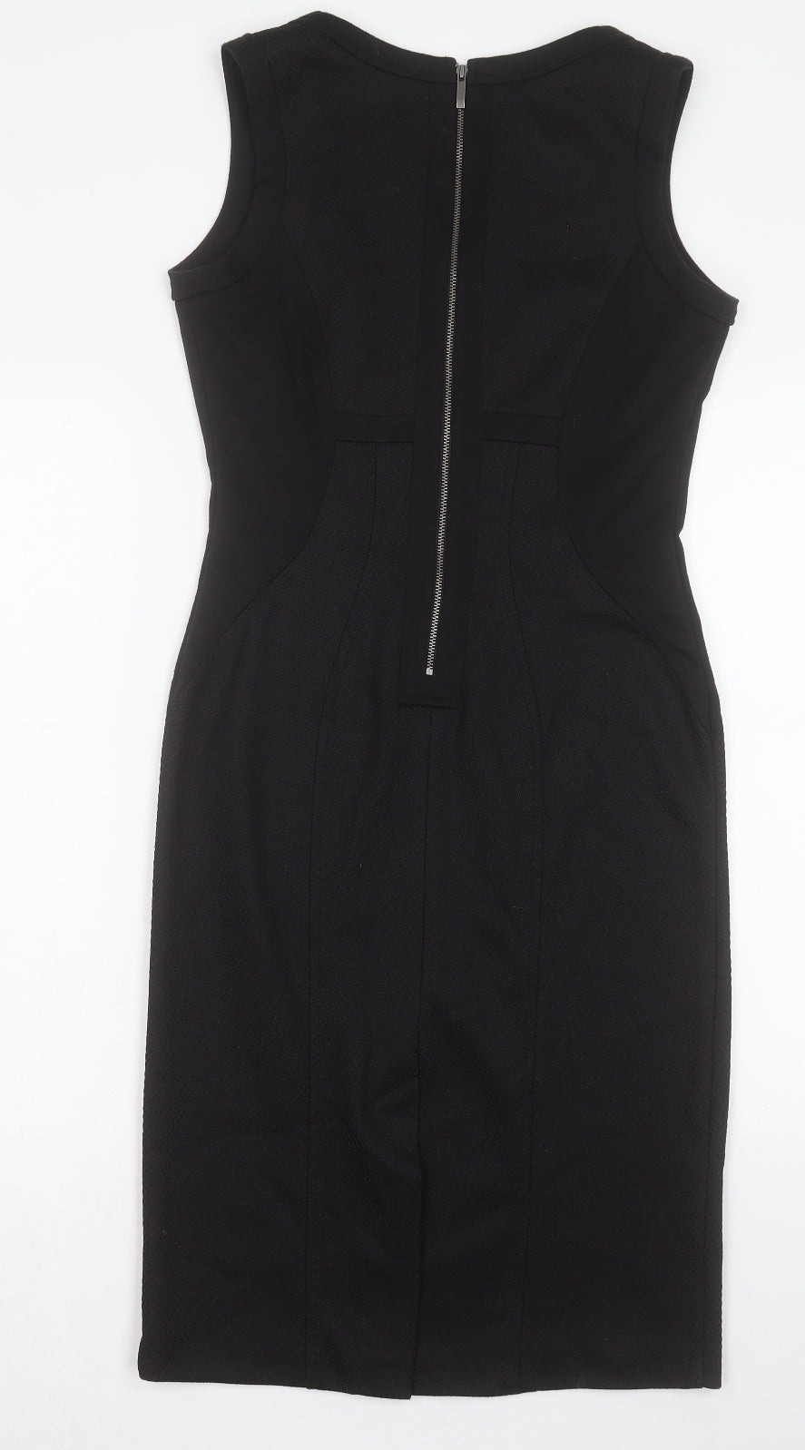 NEXT Womens Black Polyester Pencil Dress Size 10 V-Neck Zip