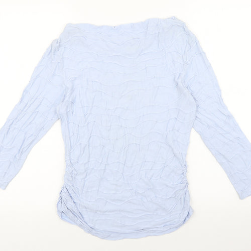John Lewis Womens Blue Viscose Basic Blouse Size 10 Boat Neck