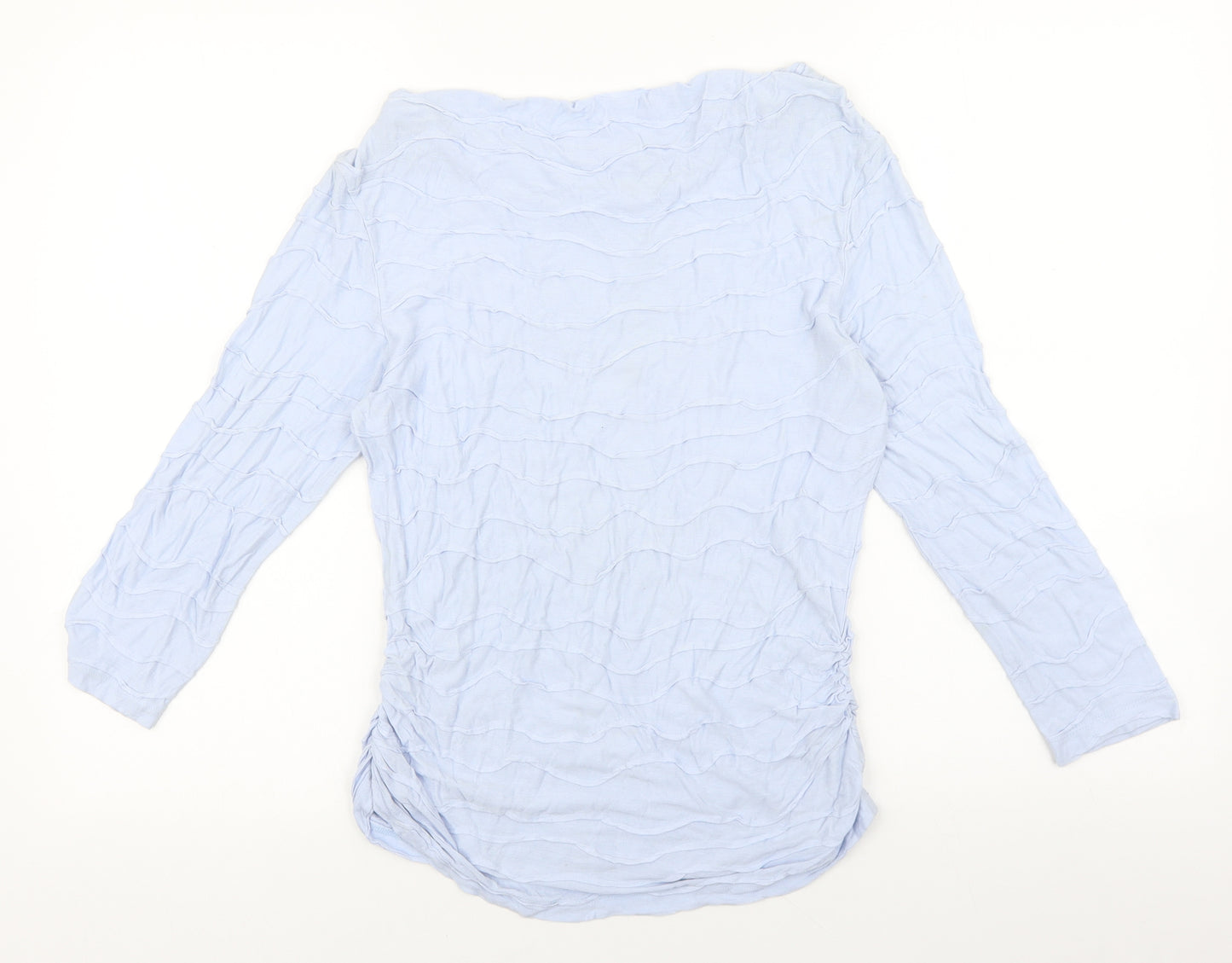 John Lewis Womens Blue Viscose Basic Blouse Size 10 Boat Neck
