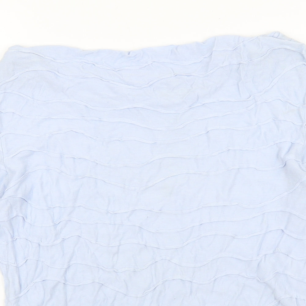 John Lewis Womens Blue Viscose Basic Blouse Size 10 Boat Neck